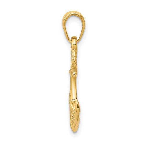 Image of 10k Yellow Gold Solid Polished 3-Dimensional Anchor Pendant