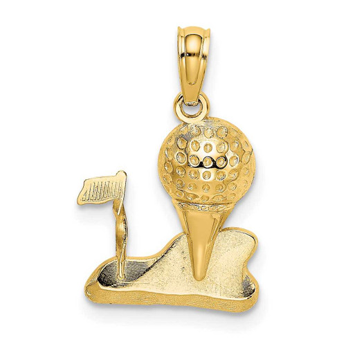 Image of 10K Yellow Gold Solid Polished Golfing Pendant