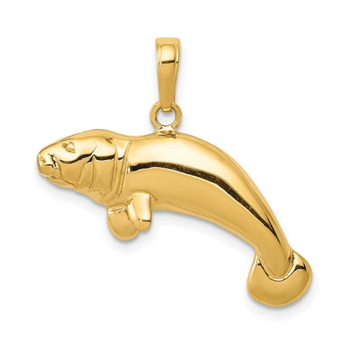 Image of 10k Yellow Gold Solid Polished Manatee Pendant