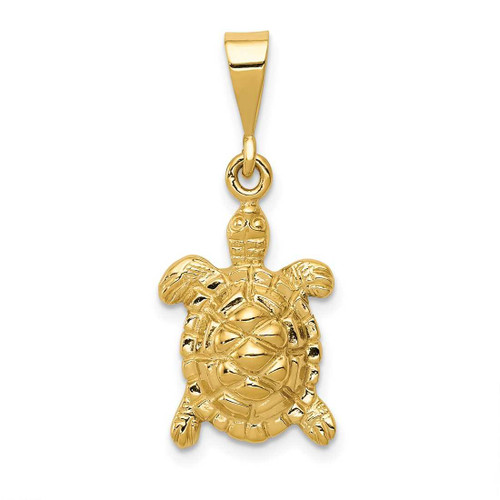 Image of 10K Yellow Gold Solid Polished Open-Backed Sea Turtle Pendant