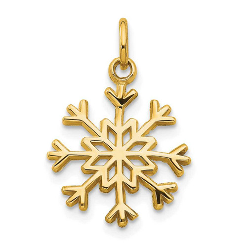 Image of 10K Yellow Gold Solid Polished Snowflake Charm