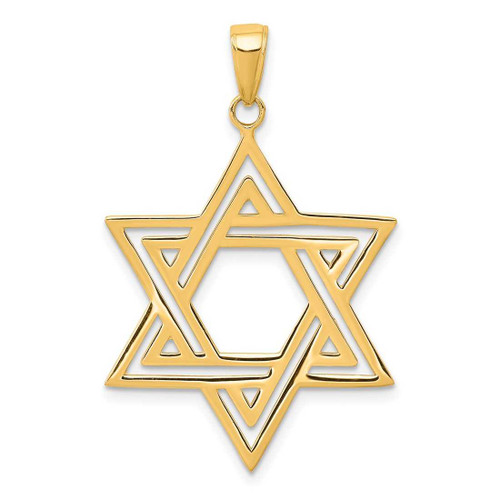 Image of 10K Yellow Gold Solid Polished Star of David Pendant