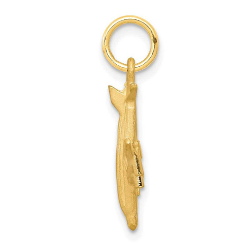 Image of 10K Yellow Gold Solid Satin Airplane Charm
