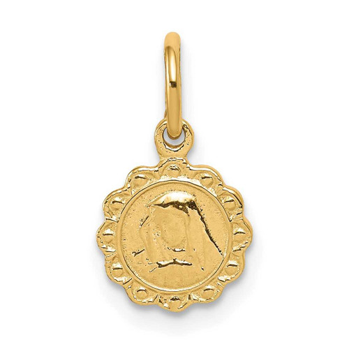 Image of 10K Yellow Gold Solid Satin Polished Our Lady Of Sorrows Disc Pendant