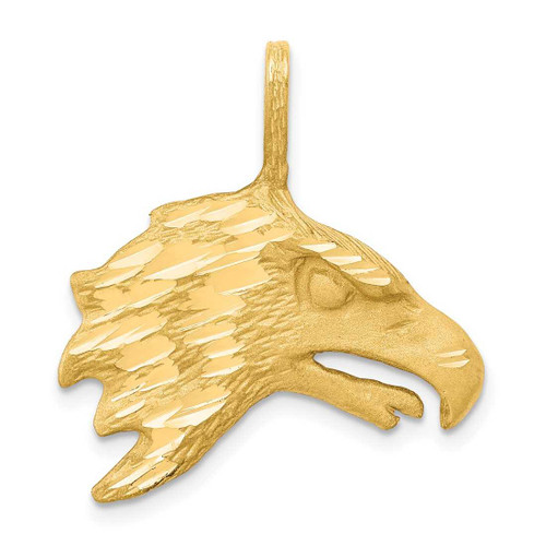 Image of 10K Yellow Gold Solid Shiny-Cut Eagle Head Pendant 10C616