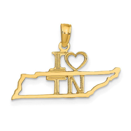 Image of 10k Yellow Gold Solid Tennessee State Pendant