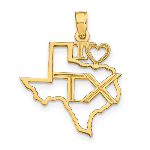 Image of 10k Yellow Gold Solid Texas State Pendant