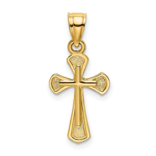 Image of 10k Yellow Gold Solid Textured Cross Pendant