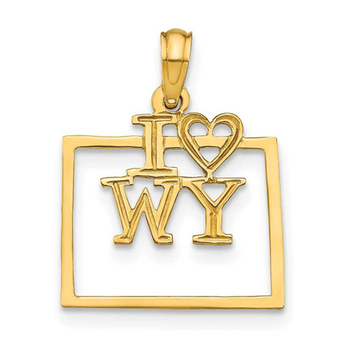 Image of 10k Yellow Gold Solid Wyoming State Pendant