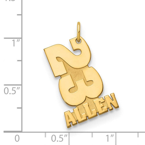Image of 10k Yellow Gold Stacked Number and Name Charm