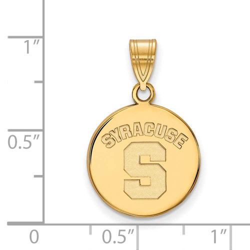 Image of 10K Yellow Gold Syracuse University Medium Disc Pendant by LogoArt (1Y043SYU)