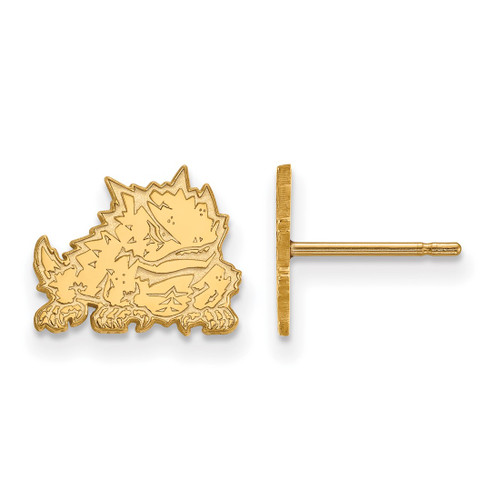 10K Yellow Gold Texas Christian University X-Small Post Earrings by LogoArt