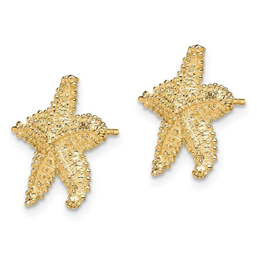 Image of 10k Yellow Gold Textured & Beaded Starfish Post Earrings