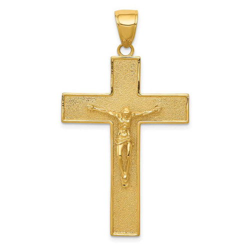 Image of 10K Yellow Gold Textured Crucifix Latin Cross Pendant