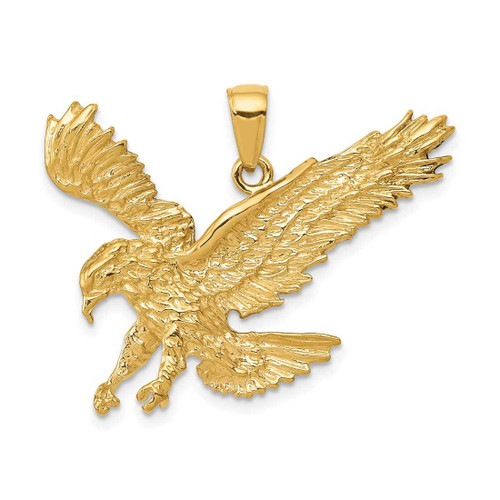 Image of 10k Yellow Gold Textured Eagle Landing Pendant