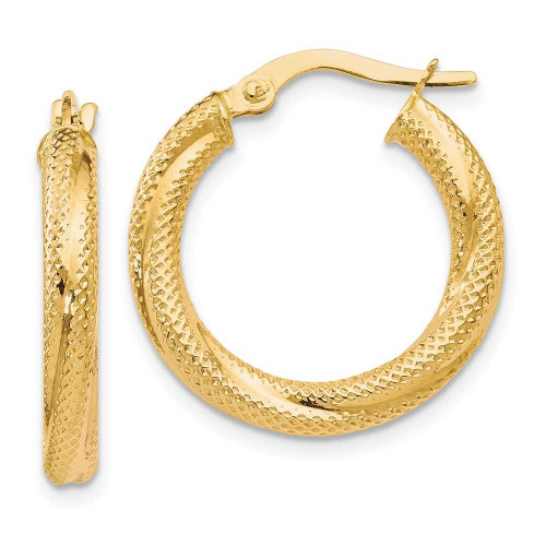 Image of 21mm 10k Yellow Gold Textured Hinged Hoop Earrings TC21