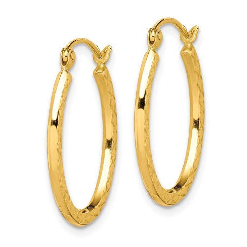 Image of 22mm 10k Yellow Gold Textured Hollow Oval Hoop Earrings