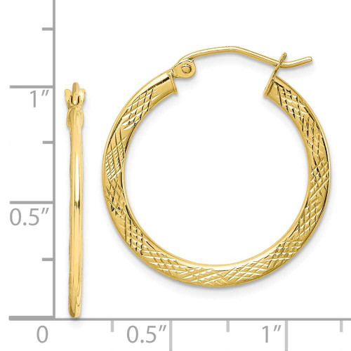 Image of 26mm 10k Yellow Gold Textured Hoop Earrings