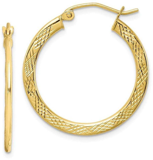 Image of 26mm 10k Yellow Gold Textured Hoop Earrings