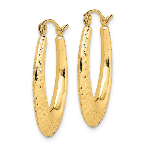 Image of 27mm 10k Yellow Gold Textured Oval Hollow Hoop Earrings 10TC370