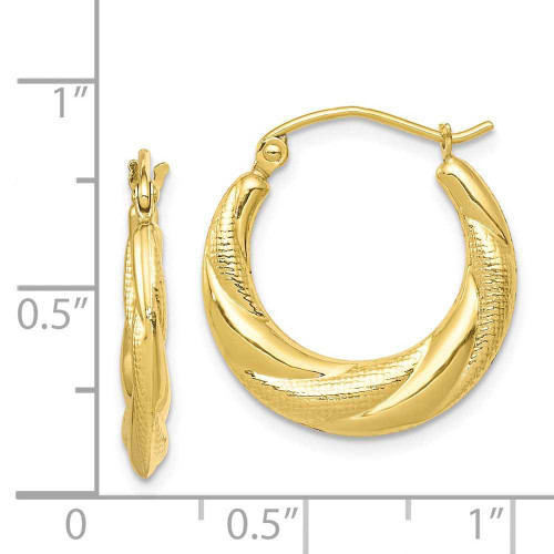 Image of 20mm 10k Yellow Gold Textured Scalloped Hollow Hoop Earrings