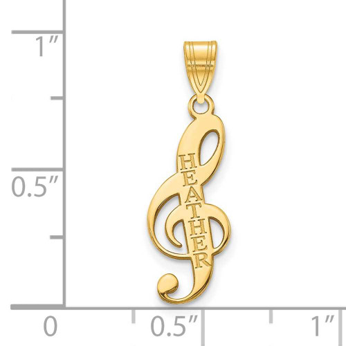Image of 10k Yellow Gold Treble Clef Music Note Name Pendant - Small