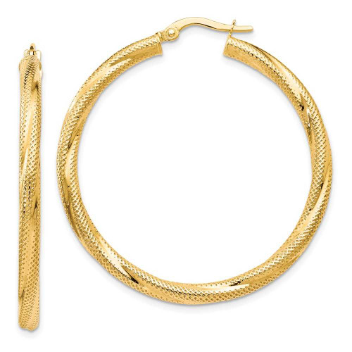Image of 41mm 10k Yellow Gold Twisted Hinged Hoop Earrings