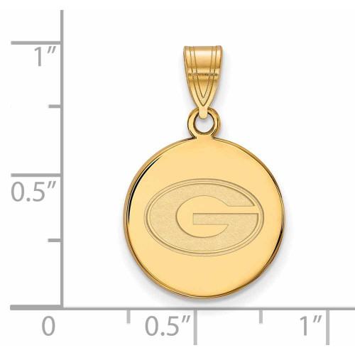 Image of 10K Yellow Gold University of Georgia Medium Disc Pendant by LogoArt