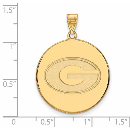 Image of 10K Yellow Gold University of Georgia XL Disc Pendant by LogoArt (1Y078UGA)