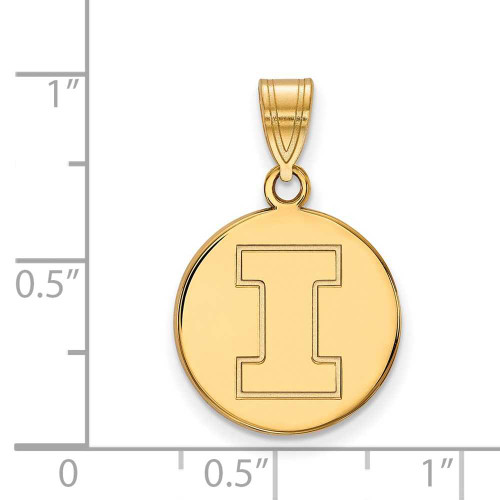 Image of 10K Yellow Gold University of Illinois Medium Disc Pendant by LogoArt