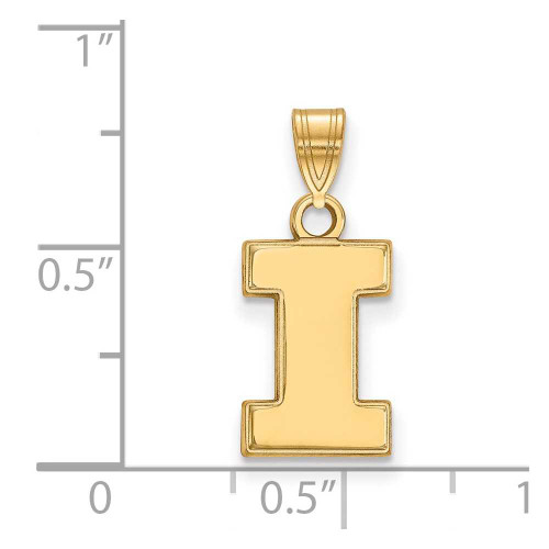 Image of 10K Yellow Gold University of Illinois Small Pendant by LogoArt (1Y002UIL)