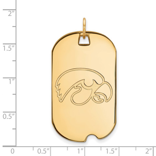 10K Yellow Gold University of Iowa Large Dog Tag by LogoArt
