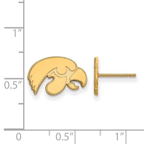 Image of 10K Yellow Gold University of Iowa X-Small Post Earrings by LogoArt