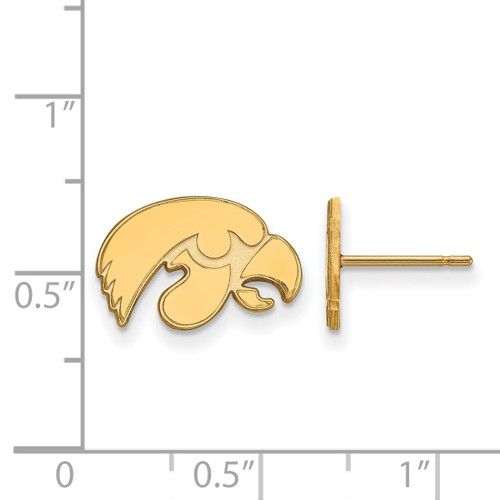 10K Yellow Gold University of Iowa X-Small Post Earrings by LogoArt