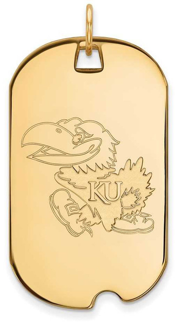 Image of 10K Yellow Gold University of Kansas Large Dog Tag by LogoArt