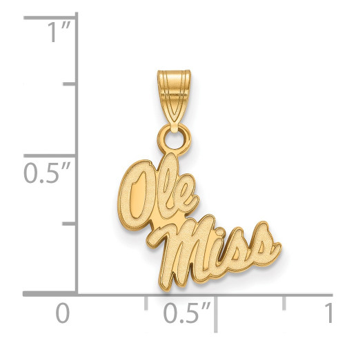 10K Yellow Gold University of Mississippi Small Pendant by LogoArt (1Y044UMS)