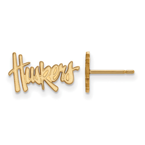 10K Yellow Gold University of Nebraska X-Small Post Earrings by LogoArt
