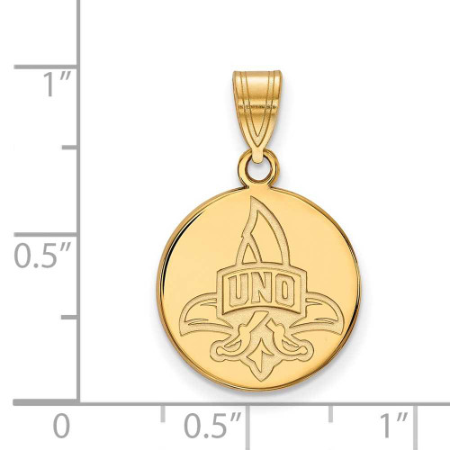 Image of 10K Yellow Gold University of New Orleans Medium Disc Pendant by LogoArt