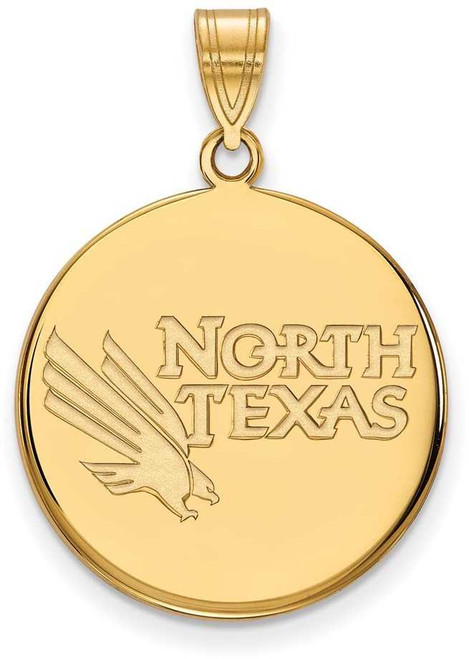 Image of 10K Yellow Gold University of North Texas Large Disc Pendant by LogoArt