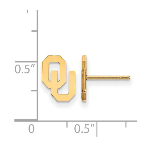 Image of 10K Yellow Gold University of Oklahoma X-Small Post Earrings by LogoArt