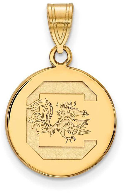 Image of 10K Yellow Gold University of South Carolina Medium Disc Pendant by LogoArt