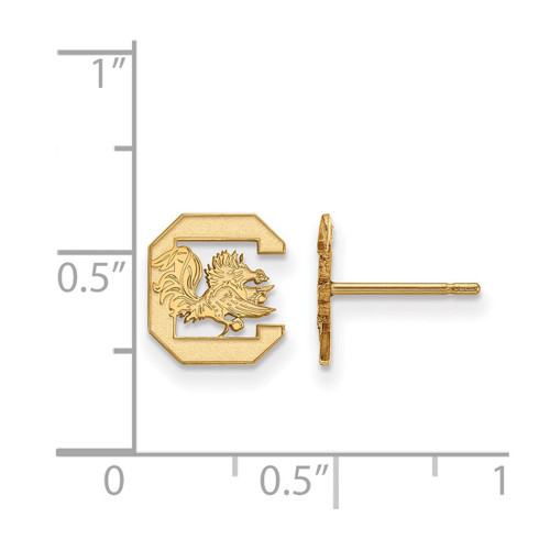 10K Yellow Gold University of South Carolina XSmall Post Earrings LogoArt 1Y008