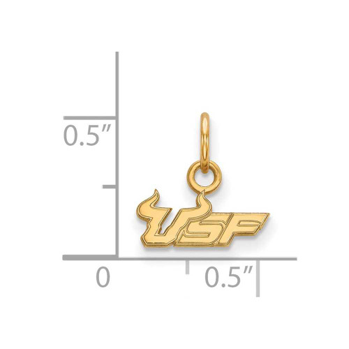 Image of 10K Yellow Gold University of South Florida X-Small Pendant by LogoArt 1Y013USFL