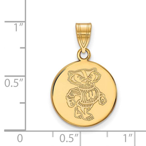 Image of 10K Yellow Gold University of Wisconsin Medium Disc Pendant by LogoArt 1Y086UWI