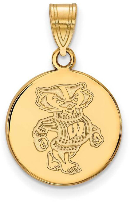 Image of 10K Yellow Gold University of Wisconsin Medium Disc Pendant by LogoArt 1Y086UWI