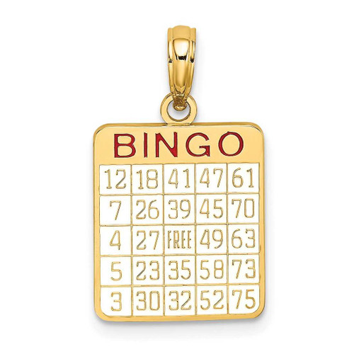 Image of 10K Yellow Gold w/ Enamel Bingo Card Pendant