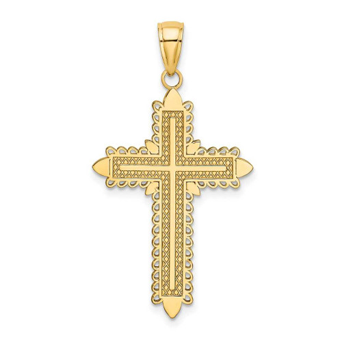 Image of 10K Yellow Gold w/ Lace Border Cross Pendant