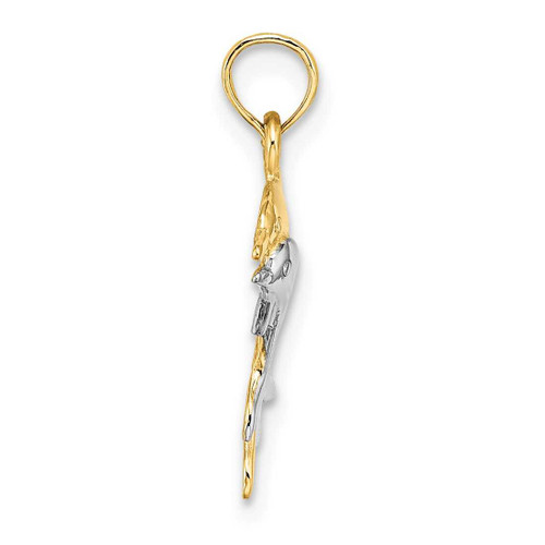 Image of 10K Yellow Gold w/ Rhodium 2-D Polished Dolphins Pendant