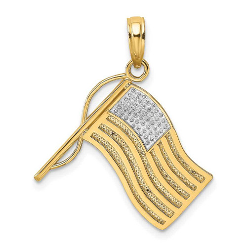 Image of 10K Yellow Gold w/ Rhodium American Flag Pendant