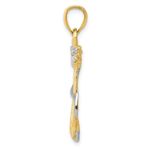 Image of 10K Yellow Gold W/ Rhodium Anchor w/Rope Pendant